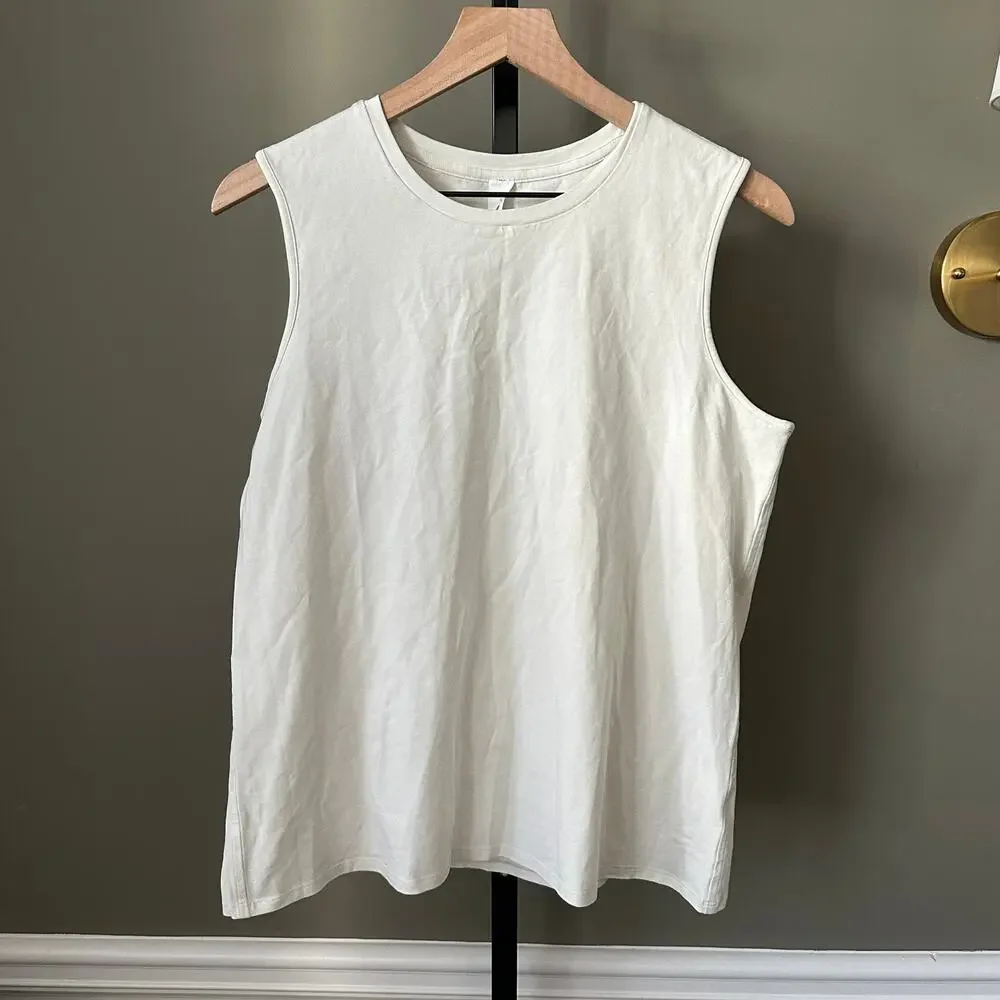 Lululemon Organic Cotton Crewneck Tank Top Size Large Bone